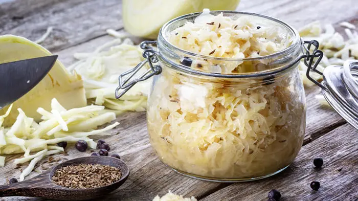 Sauerkraut probiotic in a jar